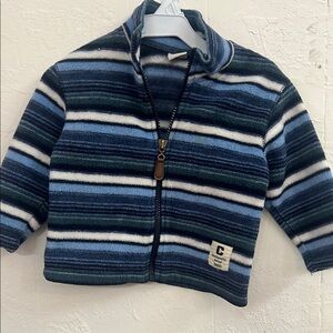 Striped Blue and White Zip-Up Jacket